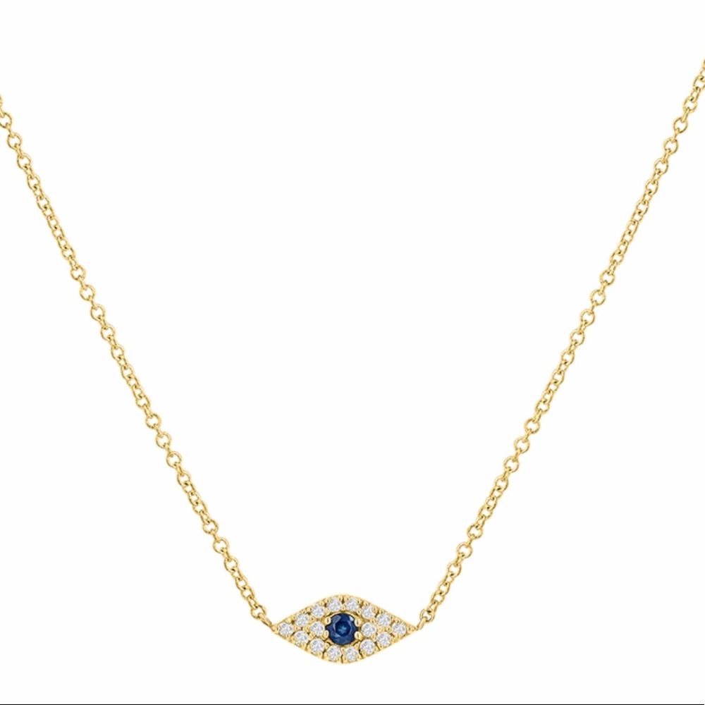 EF Collection Pave Diamond Evil Eye Necklace